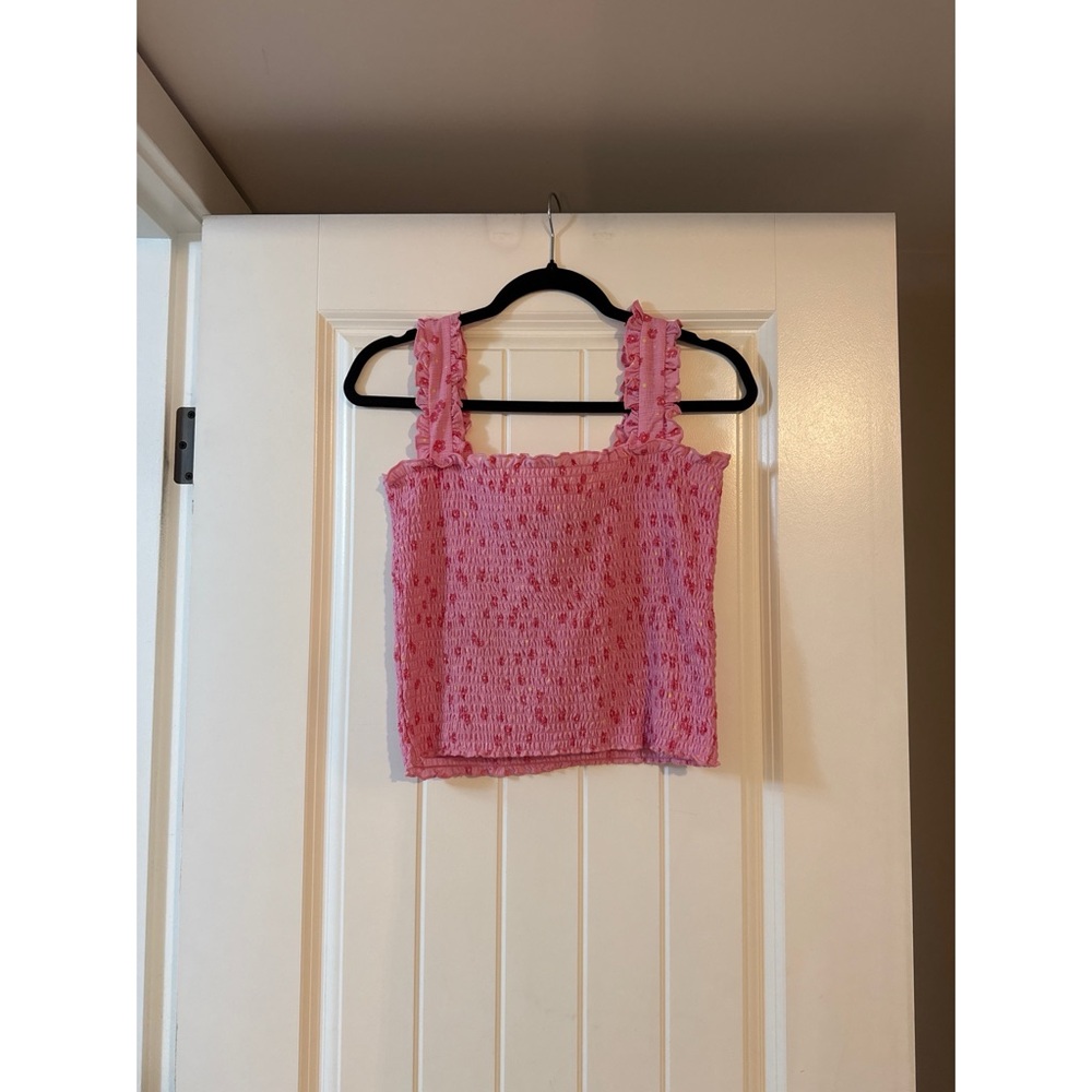 Elegant Pink Smocked Tank Top
